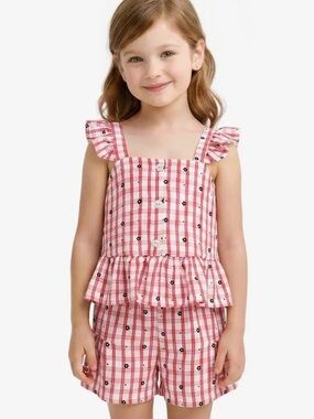 Cutie Patootie Toddlers 2pc Ruffle Ruffle Short Set W/ GingHam